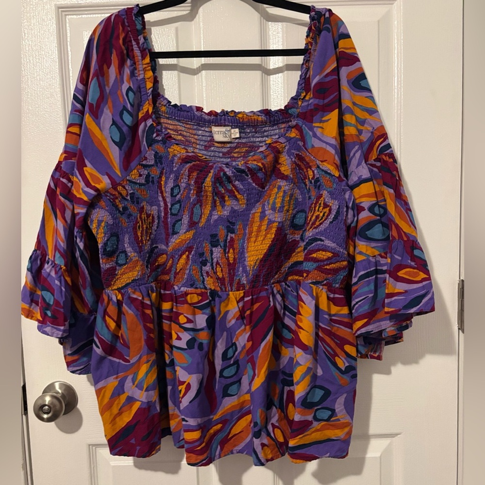 NWOT Terra & Sky Colorful Women's Blouse - Picture 2 of 4